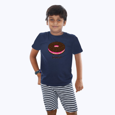 Blue Half sleeve Boys Pyjama - Donut
